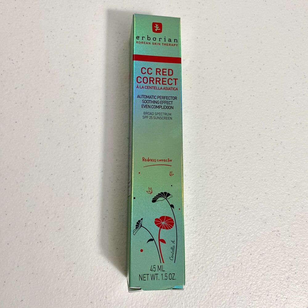 ERBORIAN CC Red Correct 45ml SPF25 Foundation-free Redness Cover K-Beauty NIB